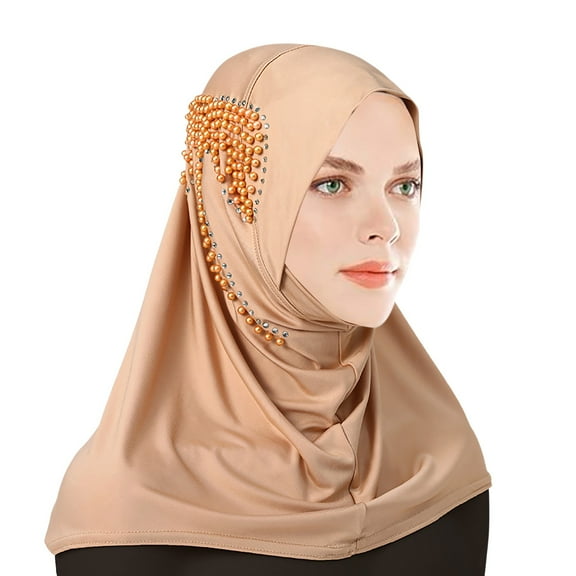 HJYCHN Women's Stretchable Soft Wrap Hijab Headscarf Headband Fashion Accessory Khaki One Size