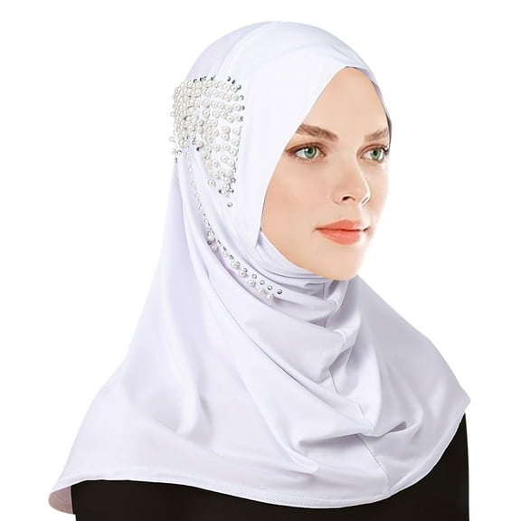 HJYCHN Women's Stretchable Soft Wrap Hijab Headscarf Headband Fashion Accessory White One Size