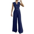 thumbnail image 1 of HJYCHN Women's Trousers Suit 2 Piece Set with Elastic Waist Pants Business Casual Outfit for Summer Daily Work and Casual Business Meetings Outfits Blue S, 1 of 7
