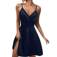 thumbnail image 1 of HJYCHN Women's V-Neck Spaghetti Strap Ruched Bodycon Dress for Evening Party and Night Club Outfits Dress Navy L, 1 of 4
