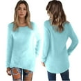 thumbnail image 1 of HJYCHN Women's Winter Pullover Sweater Soft Warm Long Sleeve Knit Top Casual Loose Fit Solid Color Turtleneck Solid Color Sweaters Sky Blue M, 1 of 9