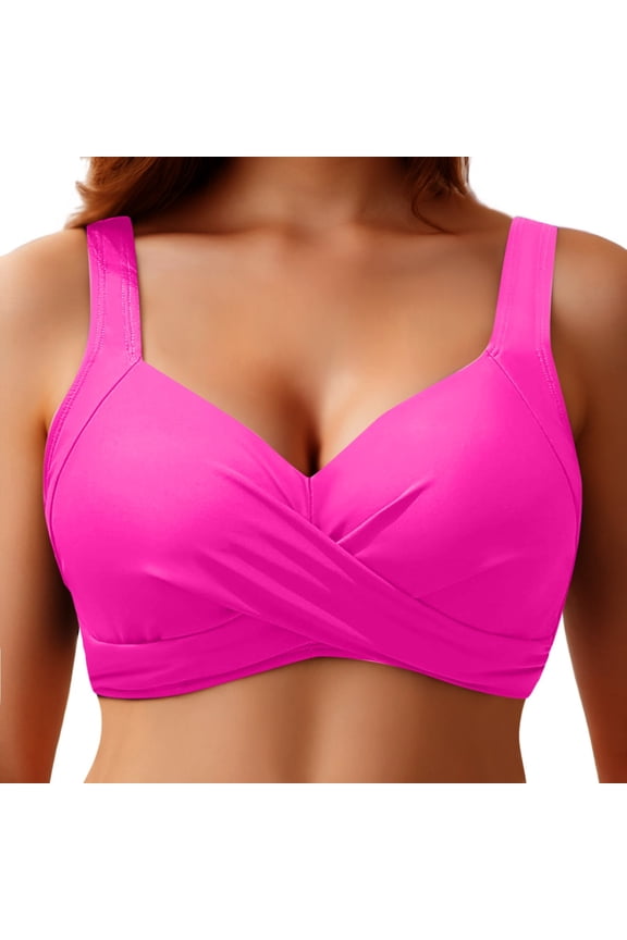 Womens Bikini Tops Underwire Bikini Top with Padded Bra Bathing Suit Top Swimsuit for Women Hot Pink_004 M