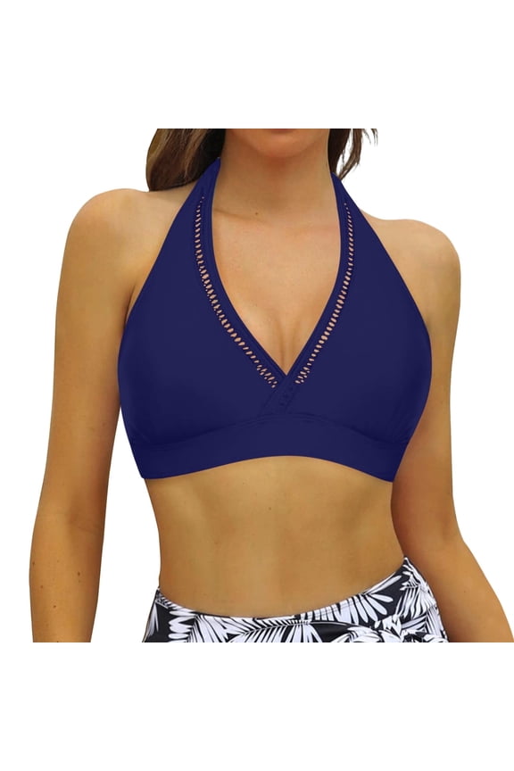 Womens Bikinis Push Up Bikini Set Top Brazilian Bathing Suit for Beach Wear Bathing Suit Tops for Women Navy L