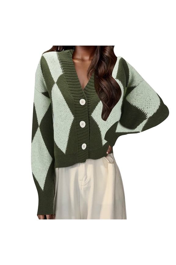 Womens Cardigan Sweaters French Temperament Jacket for Spring and Autumn Korean Casual Commuting Style Green V Neck Knitwear Long Cardigan Green One Size
