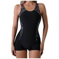 thumbnail image 1 of HJYCHN Womens One-Piece Swimsuits Athletic Swimsuits Boyleg Racerback Bathing Suit Full Coverage Sport Lap Swimsuit Womens Bathing Suits Black M, 1 of 9