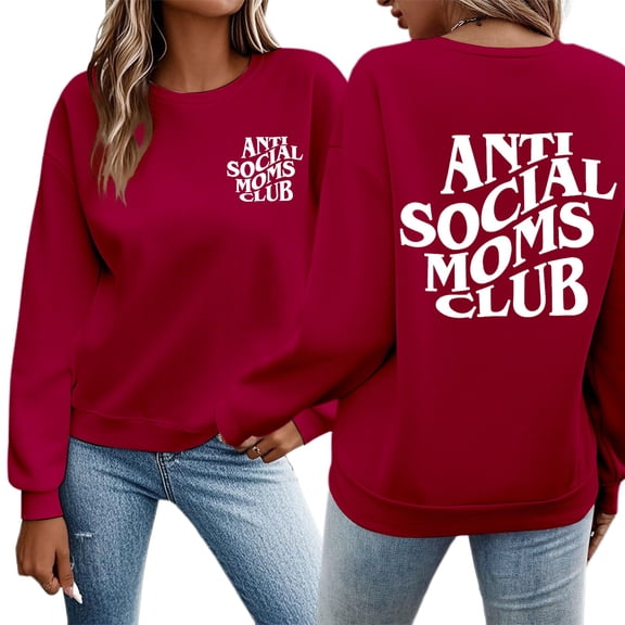 HJYCHN Womens Printed Sweatshirt Fashion Casual Crewneck Long Sleeve Drop Shoulder Top Comfortable Loose Fit Pullover Red S