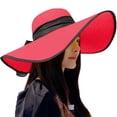thumbnail image 1 of HJYCHN Womens Summer Beach Sun Hat with Wide Brim Foldable Floppy Straw Design for Sun Watermelon Red One Size, 1 of 4