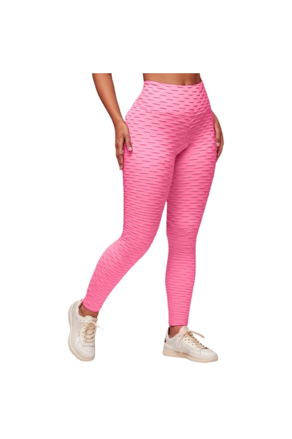 Yoga Pants Women Enhanced Booty Leggings Sport Fitness Leisure Trousers Long Pants with Pineapple Grid Pattern Women's Pants Pink S