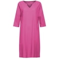 thumbnail image 1 of HJYCHN and Linen Short Sleeve V-Neck Mini Dress for Women Holiday and Semi Casual Wear Purple L, 1 of 8