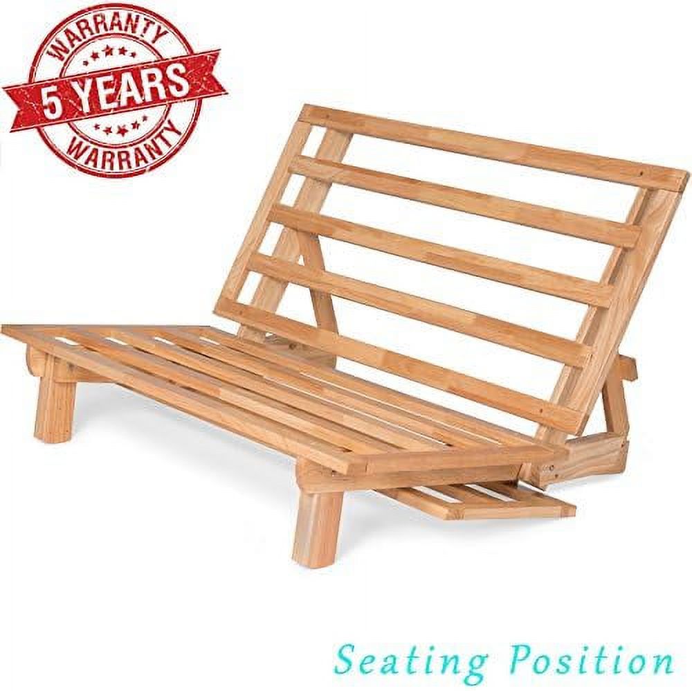 HJZBNONE FUTONS Queen Size TriFold Wood Futon Sofa Bed Lounger Frame