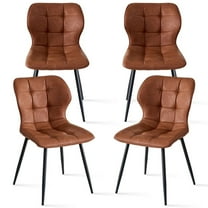 HJhomeheart Dining Chairs Set of 4, Modern Synthetic Leather Upholstered Kitchen Chairs with Ergonomic Seat Metal Legs for Dining Living Room