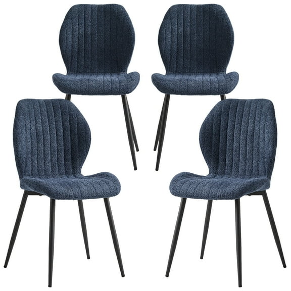 HJhomeheart Upholstered Dining Room Chairs, 4 Piece Boucle Kitchen Chairs with Comfy Cushion, High Back, Metal Legs for Apartment Living Room