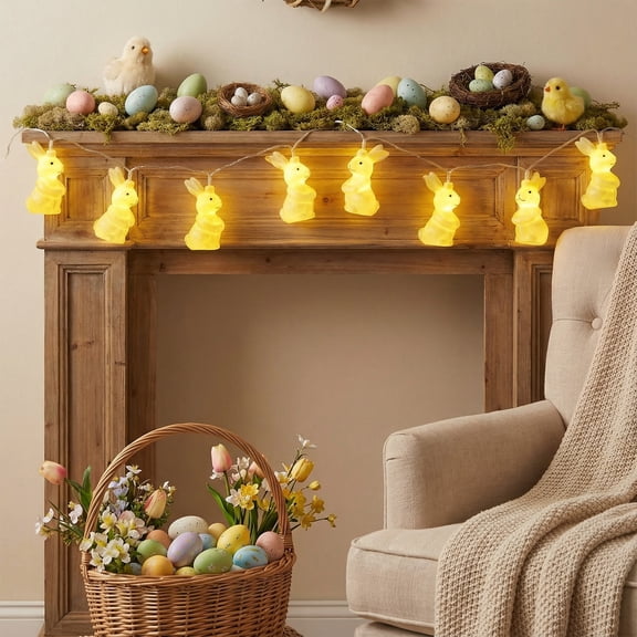 HJuyYuah 120 in Bunny String Lights, Mini LED Bulbs, Vivid Cartoon Style Lights for Patio Balcony Bedroom Home Spring Holiday Decoration