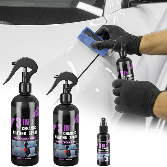 HJuyYuah 3-in-1 Ceramic Coating Liquid - Automotive Paint Coating Cleaner & Protective Sealant, Enhances Gloss & Protection 10 fl oz