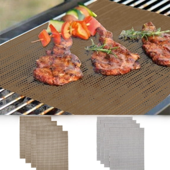 HJuyYuah 4 Pack Rectangular BBQ Grill Net, Non Stick Stainless Steel Mesh for Meat Oven, Heavy Duty Cooking Grid for Roasting