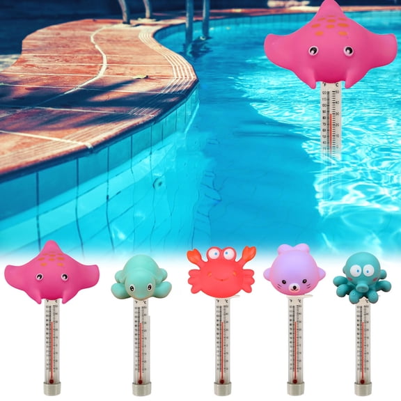 HJuyYuah Floating Pool Thermometer, Cute Turtle Crab Design Water Temperature Gauge for Swimming Pool Spa – Easy Read Outdoor Pool Thermometer 5ml