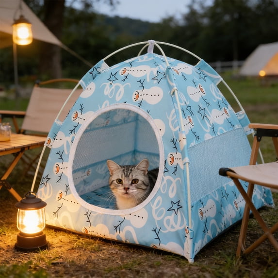 HJuyYuah Foldable Pet Tent House, Breathable Mesh Cat Dog Bed for Indoor Outdoor Travel Camping