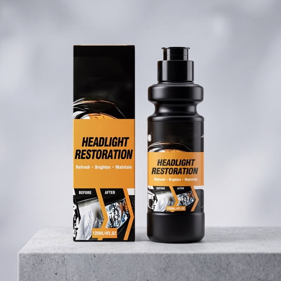 HJuyYuah Headlight Restoration Liquid 4 fl oz, UV-Protective Cleaner for Yellowed Oxidized Lenses, Polycarbonate Lens Brightener