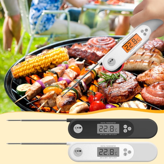 HJuyYuah Large Screen Digital Thermometer, Foldable Electronic Water Temperature Gauge, Backlit for BBQ Cooking