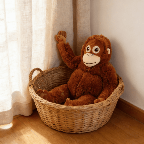 HJuyYuah Monkey Stuffed Animal Plush, Punch Monkey Plush, Orangutan Plush Hang on Hip or Back, Gift for Women Men, Birthday Present, Home Decor