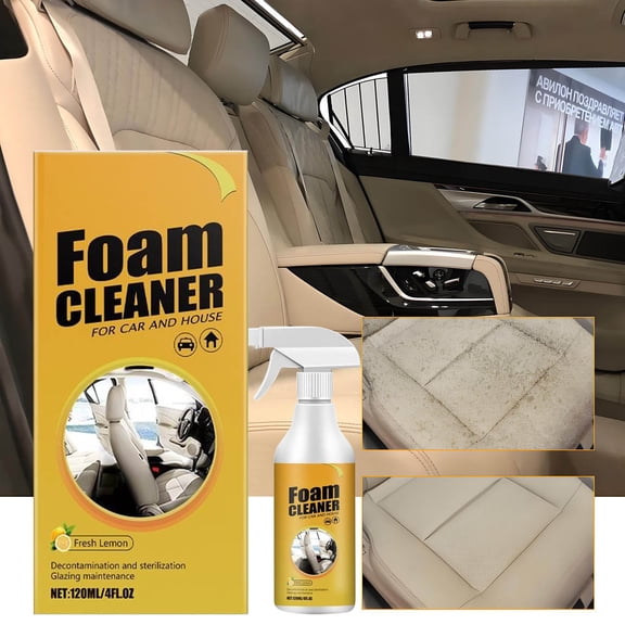HJuyYuah Multi-Purpose Foam Cleaner - Strong Interior Upholstery & Headliner Cleaner for Car Seats, Dashboard and Carpet, Decontamination & No-Wash Formula with Cleaning Nozzle 4 fl oz