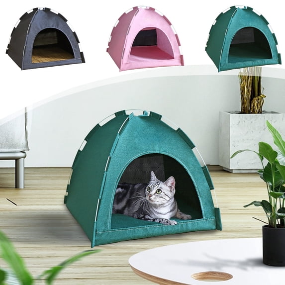 HJuyYuah Pet Tent All Season, Breathable Foldable Cat & Dog House with Cooling Mat, Indoor & Outdoor Summer Shelter for Small Pets