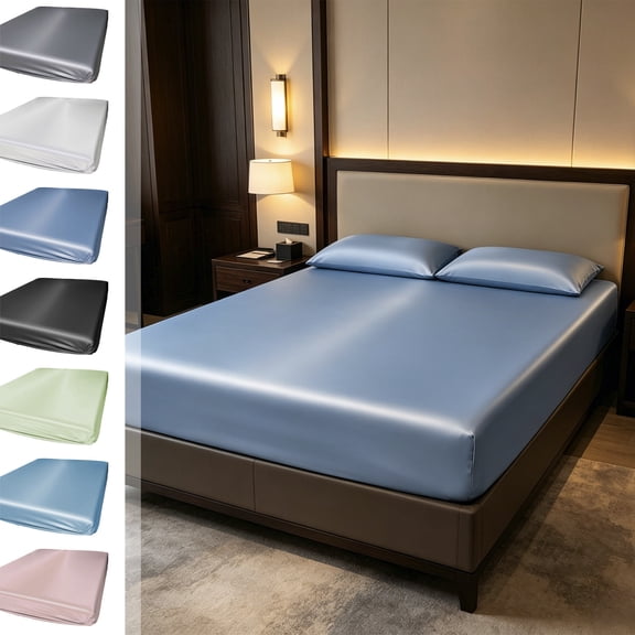 HJuyYuah Summer Ice Silk Fitted Sheet, Non Slip Breathable Mattress Protector for Sleeping Naked, 78.7x86.6 Inch
