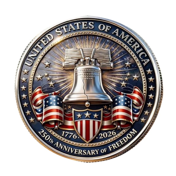 HJuyYuah USA 250th Commemorative Keepsake, Merchandise Souvenir Blessing, 1776-2026 Premium Collectible Medallion with Patriotic Design for Collection, Display & Gifting