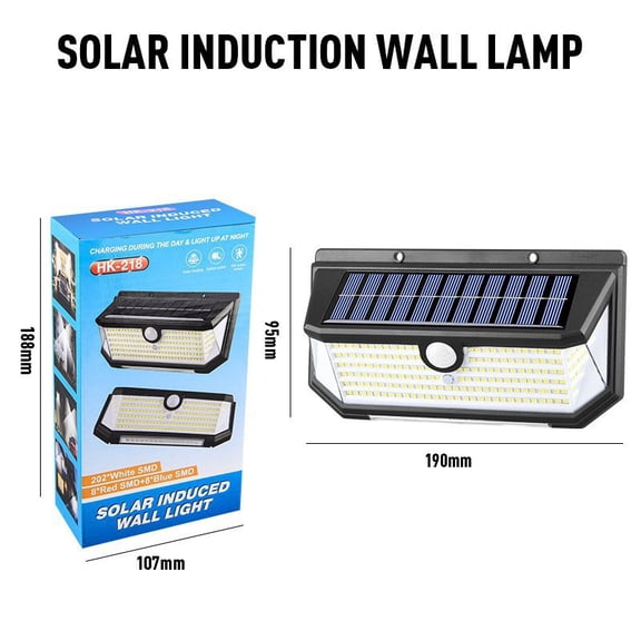 HK-218 202 LED Solar Motion Sensor Wall Lights, Ultra-Thin Integrated Design, Waterproof Outdoor Security Lights