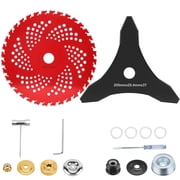 9 x 36 Teeth Carbide Tipped Blades & 3 Teeth Brush Cutter Blade, Universal Weed Eater Blades Metal with Universal Adapter Kit, for Brush Cutter, Trimmer, Weed Eater