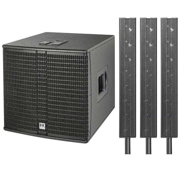 HK AUDIO E 115 SUB D 2400W 15" Powered Subwoofer Bundle with 3x HK AUDIO E 835 Mid/High Line Array Unit
