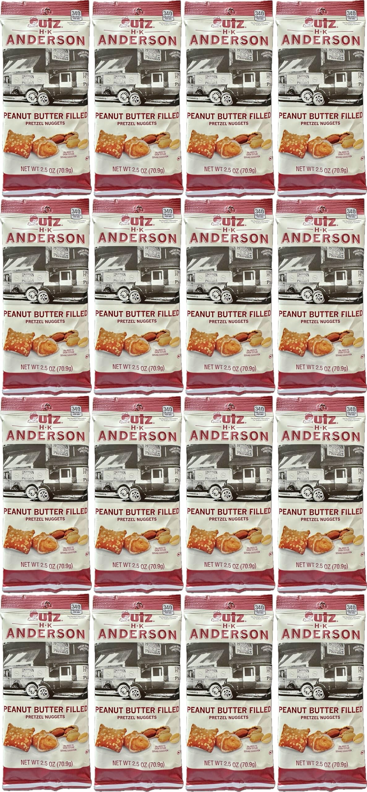 HK Anderson Peanut Butter SBF3Filled Pretzel Nuggets, 2.5 Ounce Bag (Pack of 16) Bundled by SUPERDEALS with mystery gift