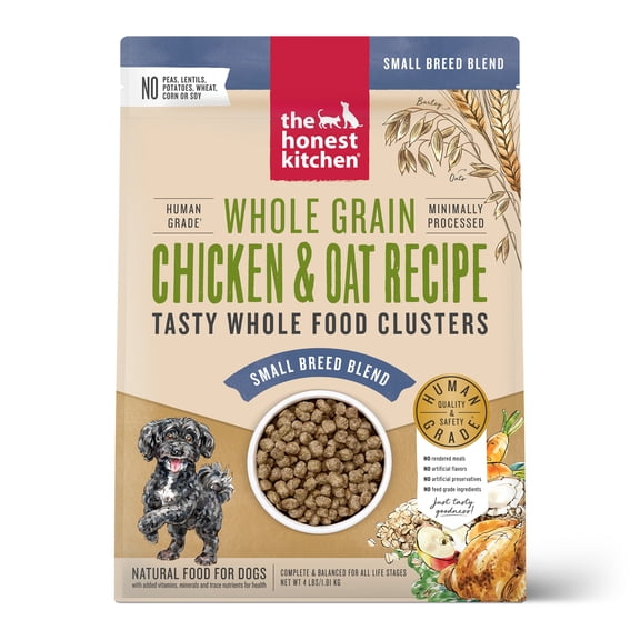 The Honest Kitchen Human Grade Dry Dog Food Whole Food Clusters Small Breed Whole Grain Chicken Dry Dog Food, 4 lb Bag
