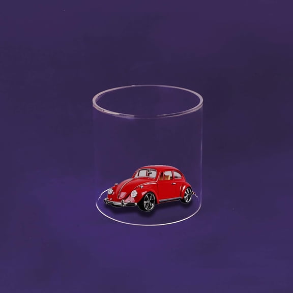 HK FIXTURES Clear Round Cylinder Easy Set up Round Display Dustproof ion Case for , Figure and Items (8" D x 8" H)