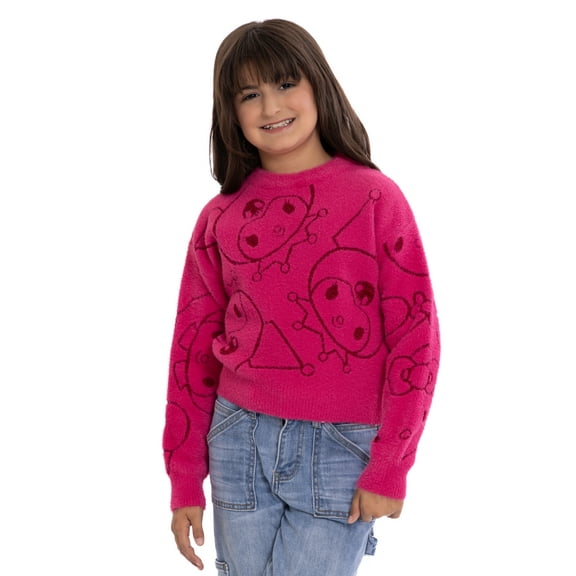 Hello Kitty and Friends Girls Graphic Eyelash Glitter Sweater, Sizes 4-16