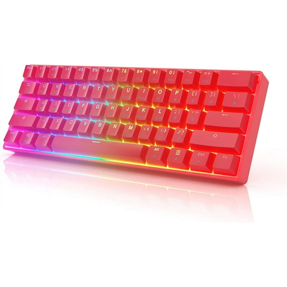 HK GAMING GK61 Mechanical Gaming Keyboard - 61 Keys Multi Color RGB Illuminated LED Backlit Wired Programmable for PC/Mac Gamer ( Gateron Optical Brown , Red )