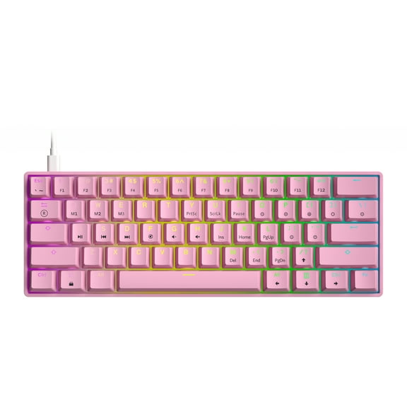 HK GAMING GK61 Mechanical Gaming Keyboard - 61 Keys Multi Color RGB Illuminated LED Backlit Wired Programmable for PC/Mac Gamer ( Gateron Optical Yellow , Prism Pink )