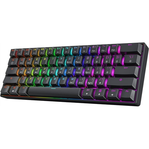 HK GAMING GK61 SE 60% | Mechanical Gaming Keyboard | 61 Keys Multi Color RGB LED Backlit for PC / Mac Gamer | ANSI US American Layout ( Black , Mechanical Speed Yellow )