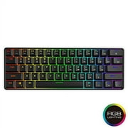 HK GAMING GK61s Mechanical Gaming Keyboard - 61 Keys Multi Color RGB Illuminated LED Backlit Wired Programmable for PC/Mac Gamer  Gateron Mechanical Brown , Black