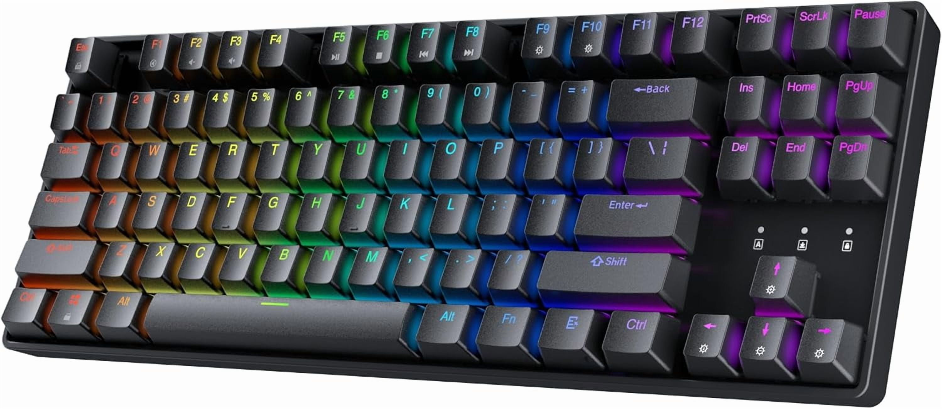 HK GAMING GK80 TKL Tenkeyless | Hot Swappable Mechanical Gaming Keyboard | 87 Keys Multi Color RGB LED Backlit for PC / Mac Gamer | ANSI US American Layout ( Black , Mechanical Red )