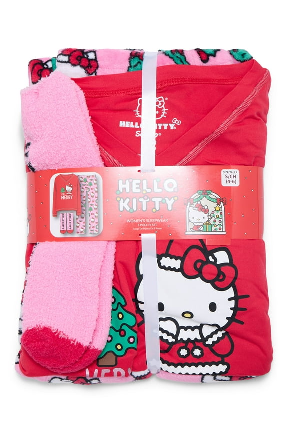 Women's and Women’s Plus Christmas Top, Pants and Socks Sleep Gift Set, 3-Piece, Sizes XS-3X