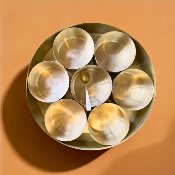 HK Homes Brass 10-Inch 7 Compartments with Lid Spice Masala Box