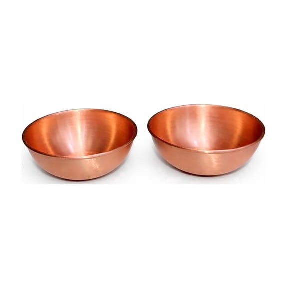 HK Homes Pure Copper Bowl Set, Plain Finish, Reusable Metal Serving Bowls, 2 Pack