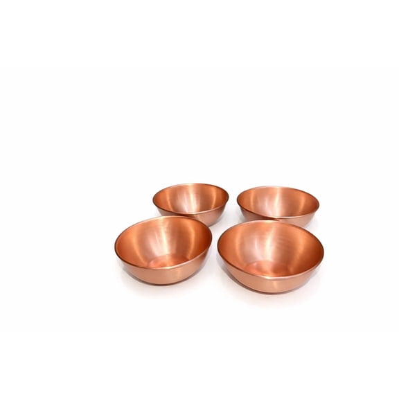 HK Homes Pure Copper Bowl Set, Plain Finish, Reusable Metal Serving Bowls, 4 Pack