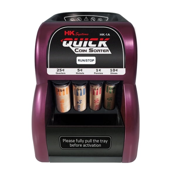 HK SYSTEMS HK-1A, USD Coin Sorter, Sorts 260 Coins Per Minute into Coin Wrappers, 1 Row Coin Wrapper Tubes Included