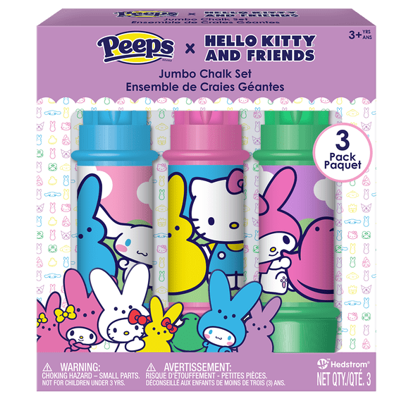 Peeps and Hello Kitty 3 pack Sidewalk Chalk with Holders, Ages 3+
