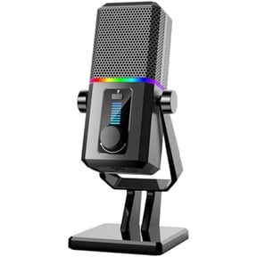 HK2 Gaming Microphone, USB Dynamic Gaming Microphone for PC, Computer Gaming Streaming Mic with RGB Light, Mute Button, Gain Control, Desktop Podcast Mic for Recording Studio Twitch YouTube$$Music