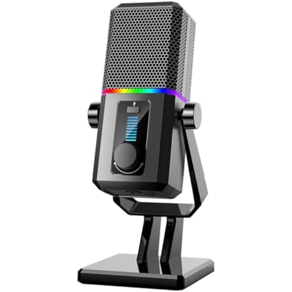 HK2 Gaming Microphone, USB Dynamic Gaming Microphone for PC, Computer Gaming Streaming Mic with RGB Light, Mute Button, Gain Control, Desktop Podcast Mic for Recording Studio Twitch YouTube$$Music