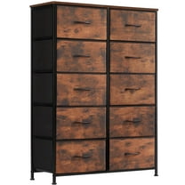 HKAH 10-Drawer Dresser with Wooden Top, Storage Chest Organizer for Bedroom, Living Room, Closet, Entryway – White