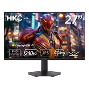 HKC G27H3D 27 1920 1080 240Hz Gaming Monitor, Full HD Fast IPS Display, 1ms MPRT, HDR400, 90% DCI-P3 Color, HDMI 2.0 + DP 1.4, Hardware Low Blue Light, Tilt Adjustable, VESA Mount   Black